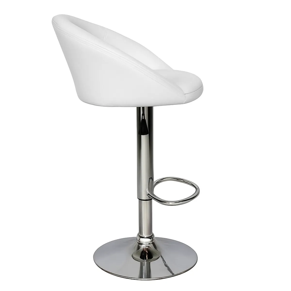 JX - Silla Bar tipo Puff  Acolchada Giratoria en Cuero PU Blanca