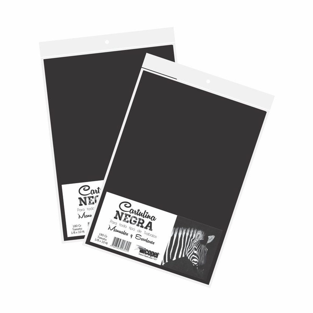ICOPEL - Cartulina negra bolsa 1/8 - 10 hojas - 2 unidades