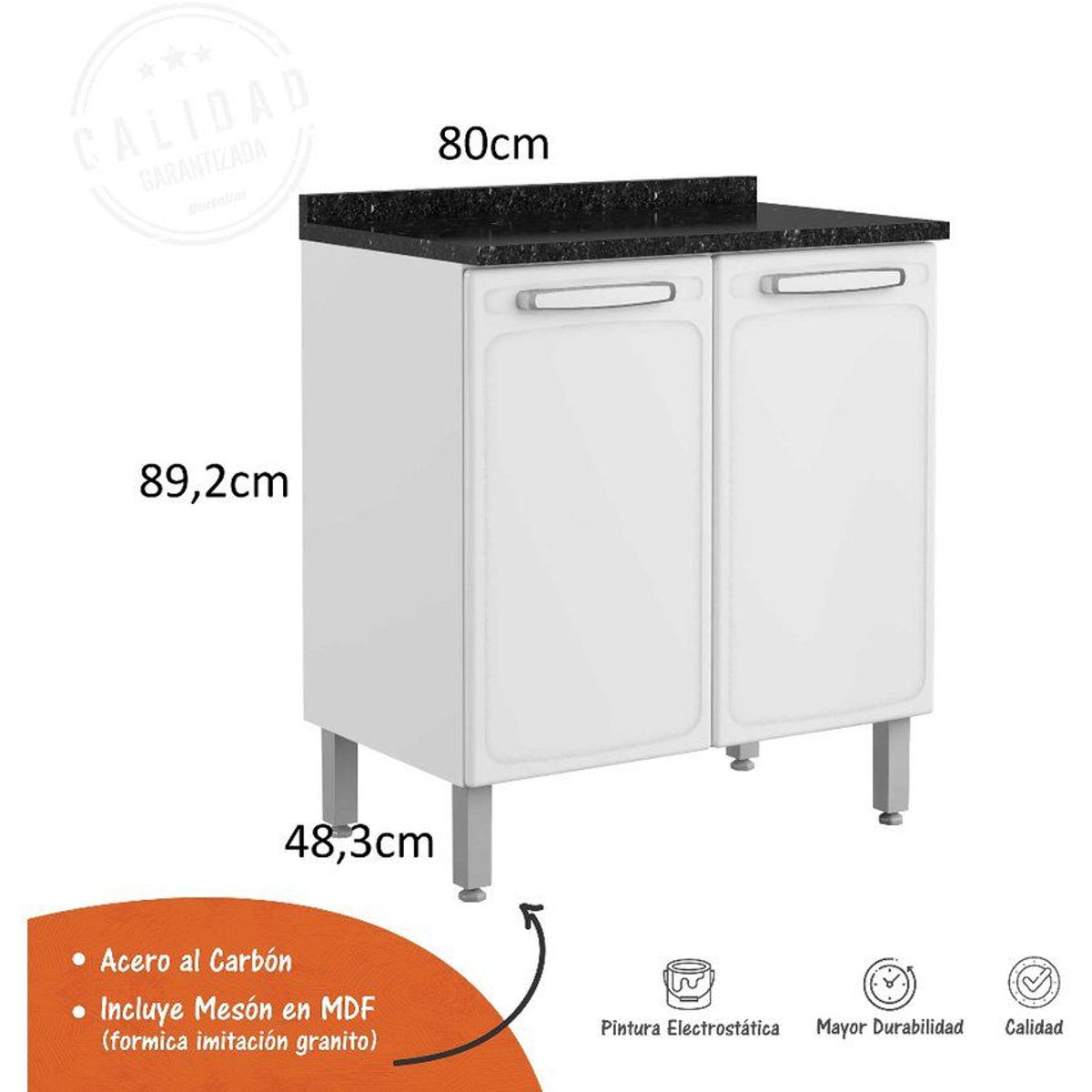 BERTOLINI - Mueble inferior de cocina con tabla 80 cm bertolini blanco