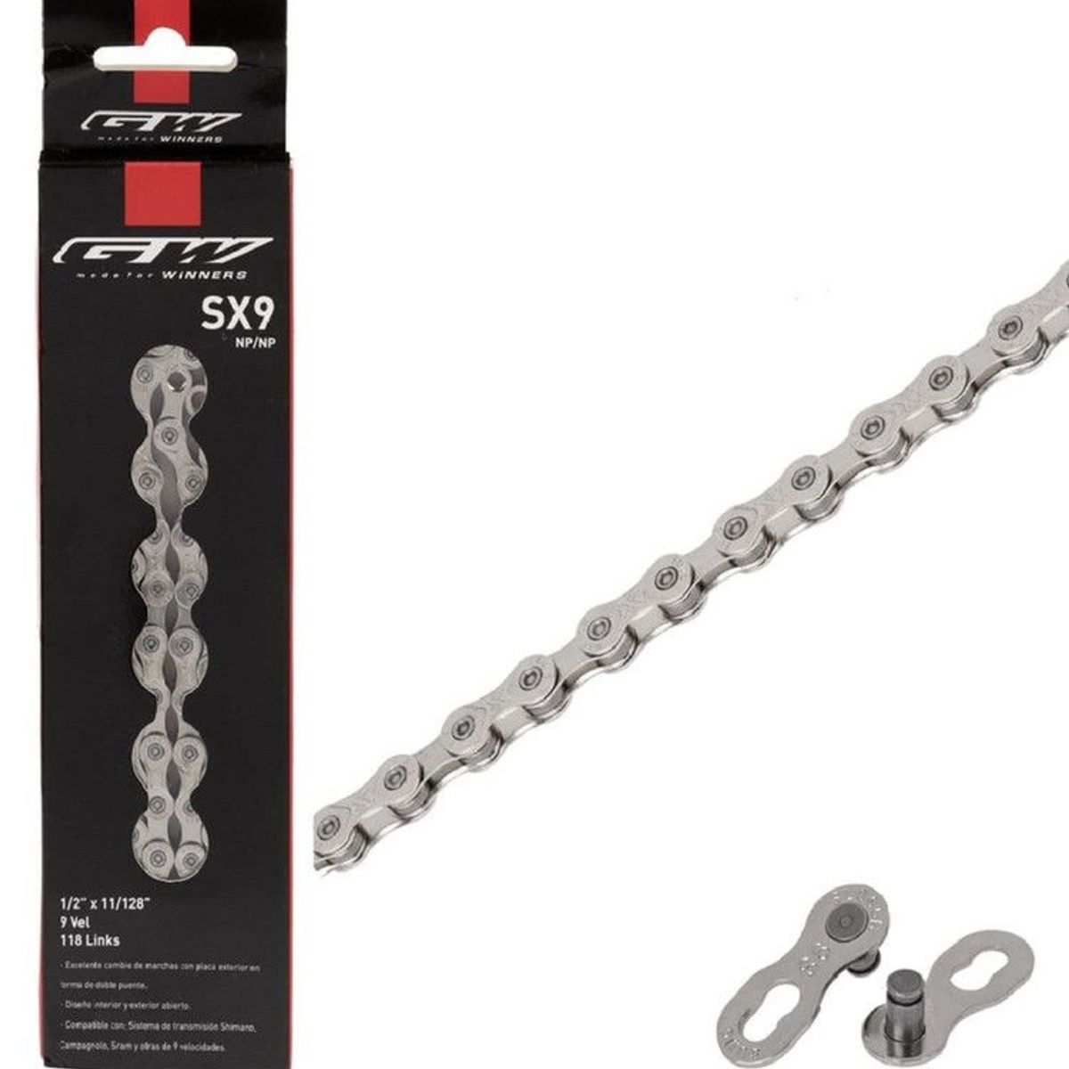 GW - Cadenilla GW SX9 para 9V Velocidades Bicicleta Cadena