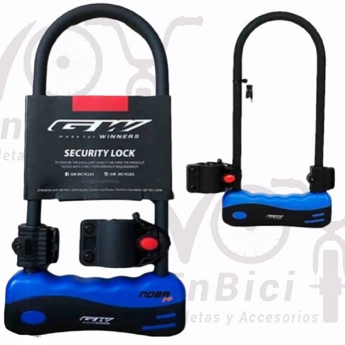 GW - Candado en U GW Bicicleta Moto Seguridad Con Llave Azul