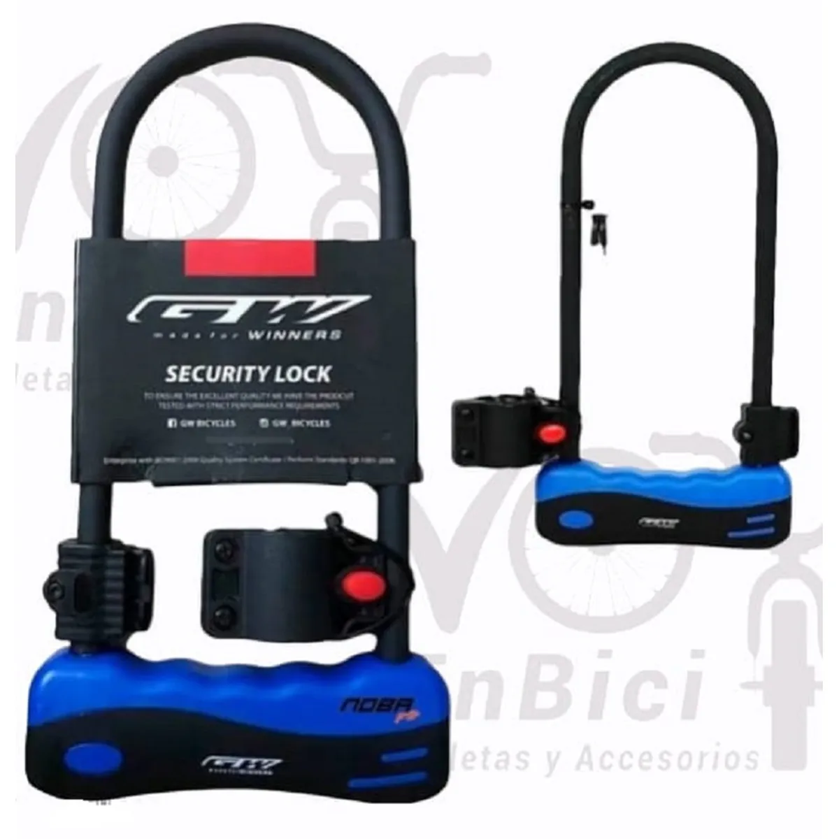 GW - Candado en U GW Bicicleta Moto Seguridad Con Llave Azul