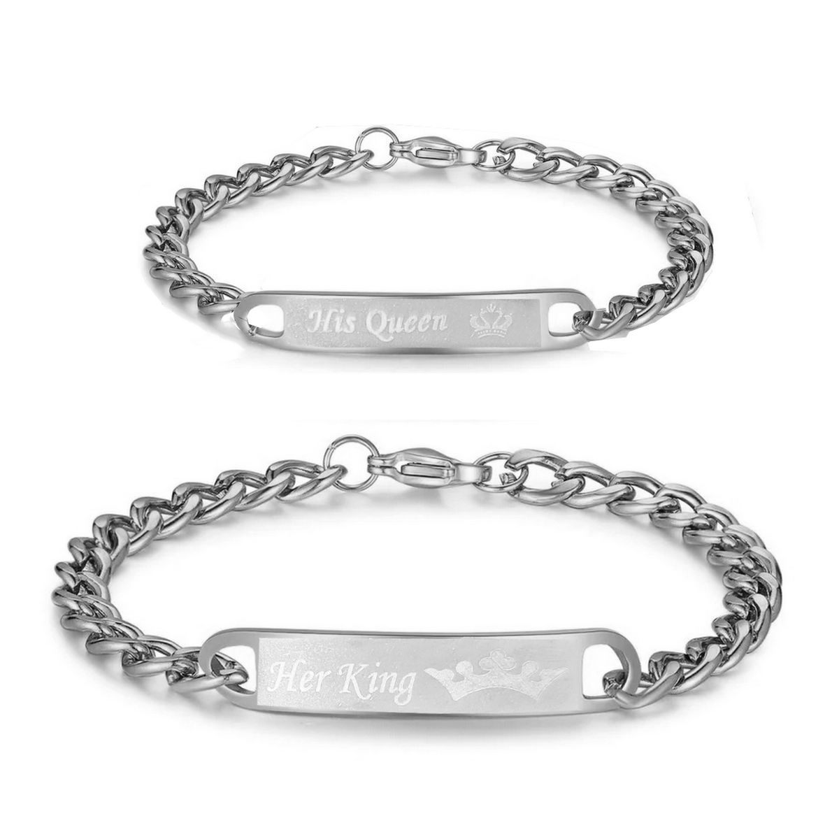 DAYOSHOP - Pulseras Parejas His Queen Y Her King Acero t Estuche_.