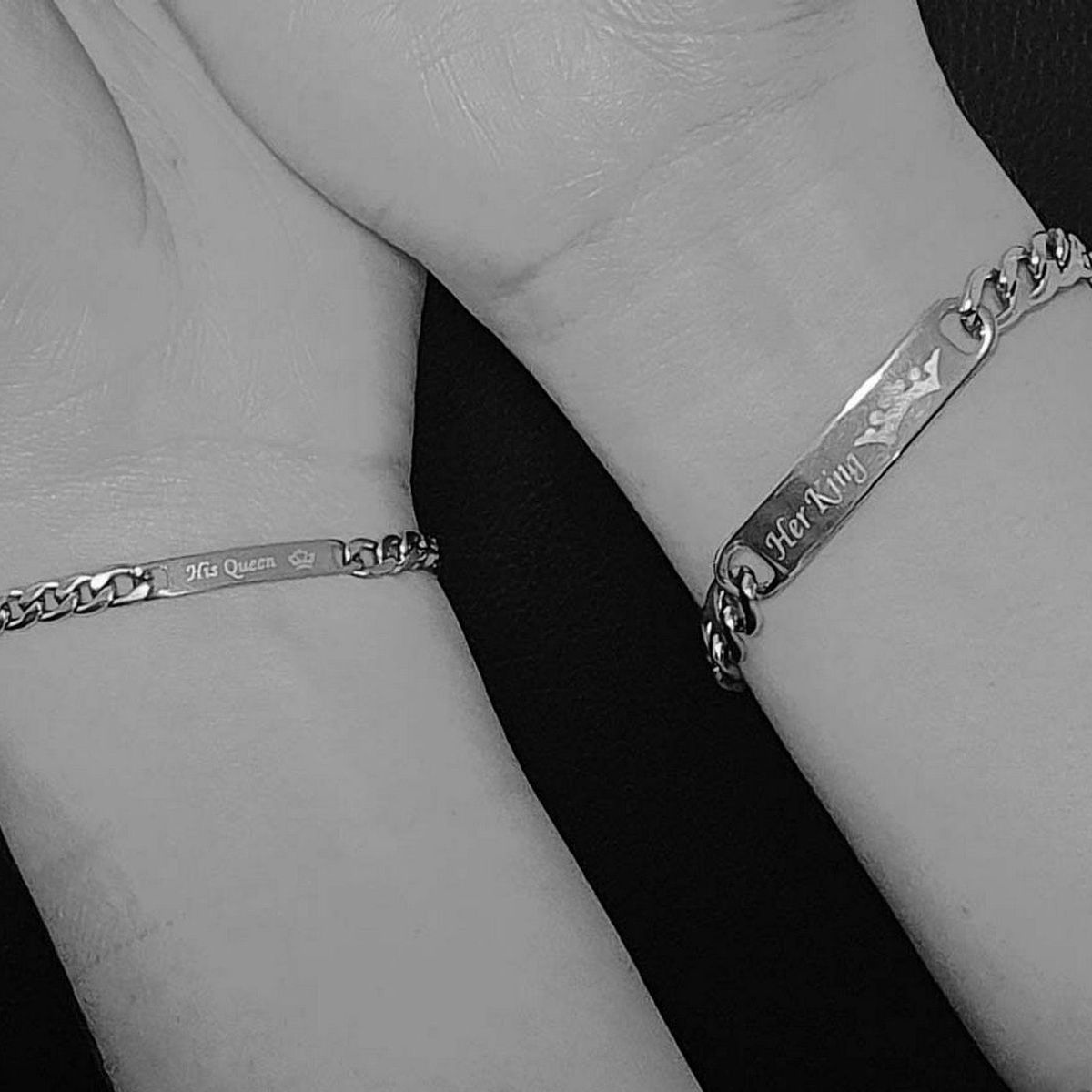 DAYOSHOP - Pulseras Parejas His Queen Y Her King Acero t Estuche_.
