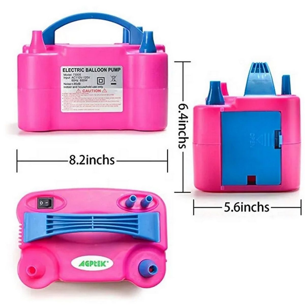 DAYOSHOP - Inflador De Globos Electrico 600 Watts Doble Boquilla