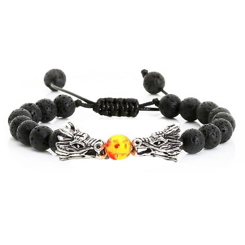 DAYOSHOP - Pulsera Dragon Piedra Volcanica Tejida Unisex  Estuche_.