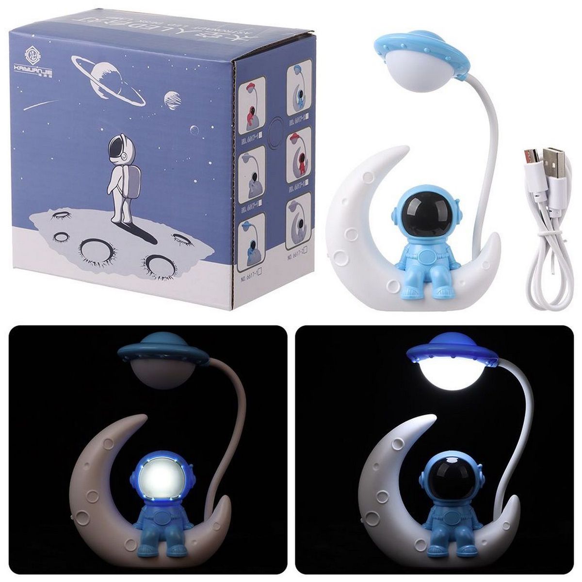 DAYOSHOP - Lampara Luna Astronauta Sentado Recargable Escritorio Mesa.