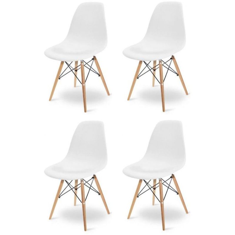 GENERICO - Kit 4 sillas charles eames madera blancas - eiffel
