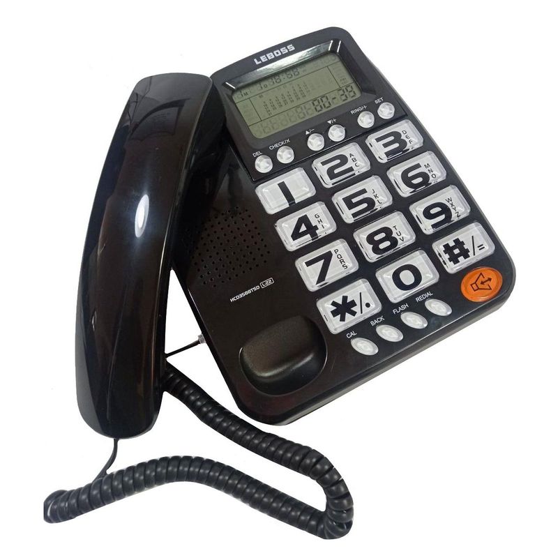 LEBOSS - Teléfono LEBOSS L-22 Identificador Altavoz Calculadora Negro