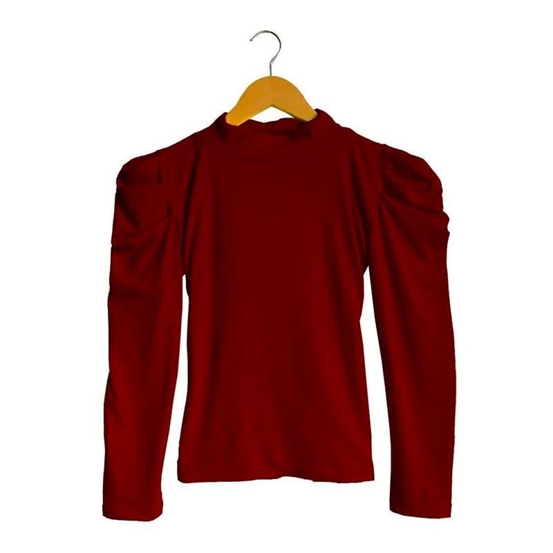 SYK - Blusa para mujer manga larga vinotinto.