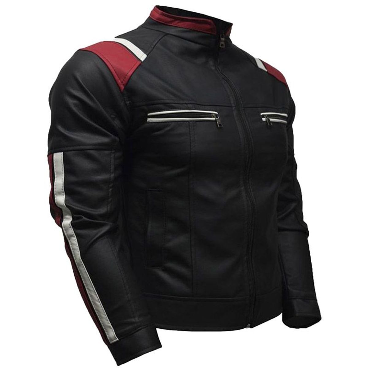 SYK - Chauqueta de ecocuero para hombre.