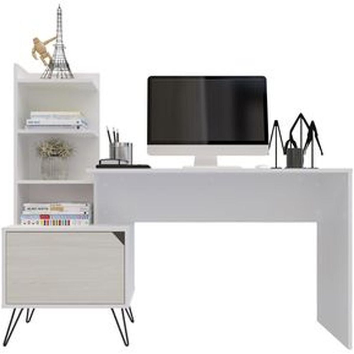 MADERKIT - Escritorio Biblioteca Trix con Cajón y Entrepaños