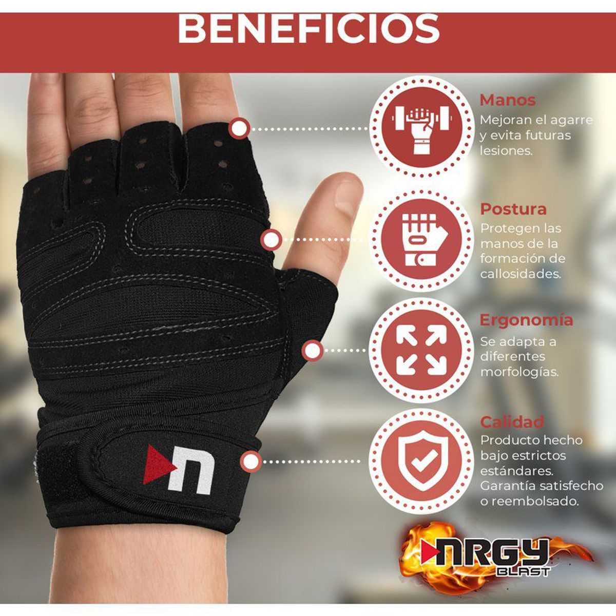PURA - Guantes muñequera pesas gym gimnasia ejercicios