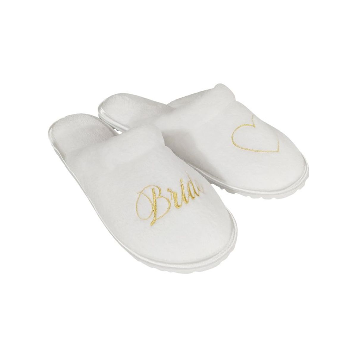 EMAAR HOMEWEAR - Pantuflas babuchas borde sateen blanco bordado dorado bride-corazón.