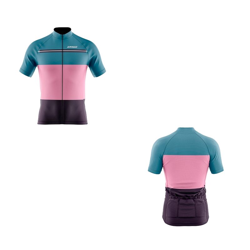 ARMAZI SPORT - JERSEY CICLISMO RUTA MTB BIKE CYCLING AZUL ROSA.