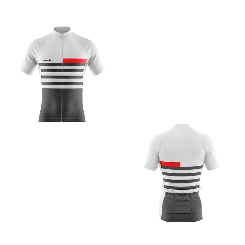 ARMAZI SPORT - JERSEY CICLISMO RUTA MTB BIKE CYCLING BLANCO LINEAS NEGRO.