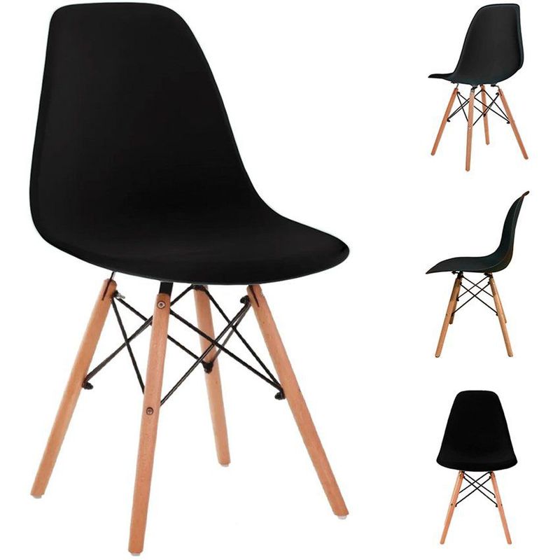 STAY ELIT - Set de 4 sillas tipo eames minimalistas negro hogar oficina