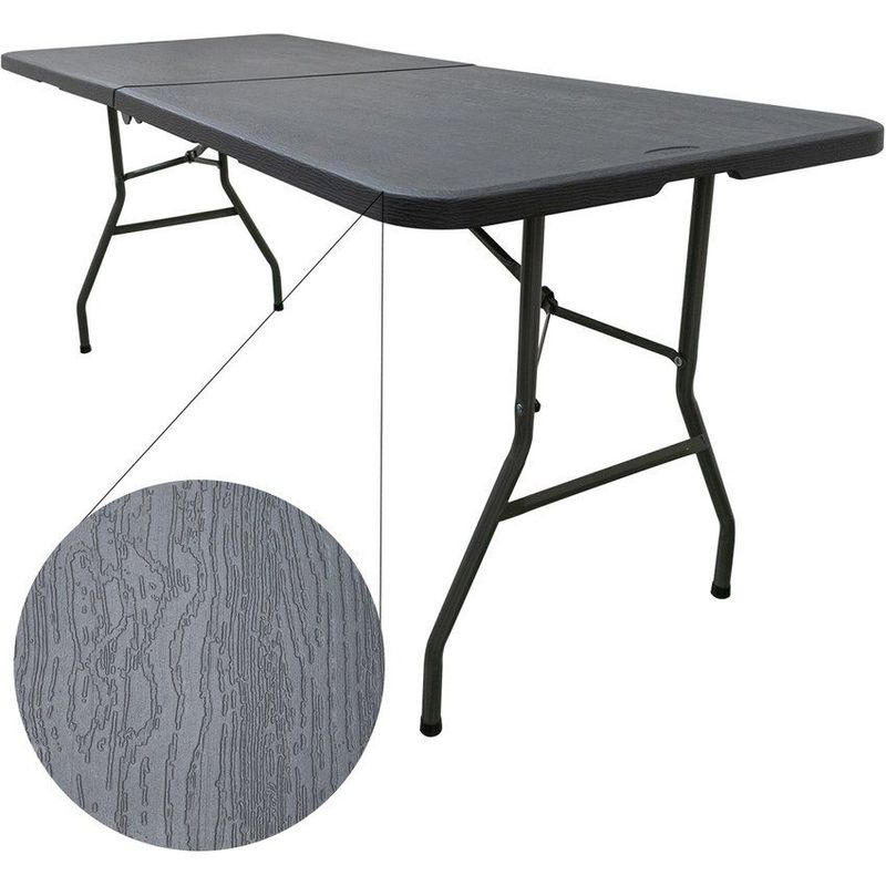 STAY ELIT - Mesa Plegable Portátil 180cm Acabado Tipo Madera Multiuso Stay Elit