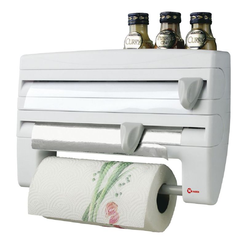 GENERICO - Dispensador Porta Rollos De Papel De Cocina 4 En 1  Aluminio Strech