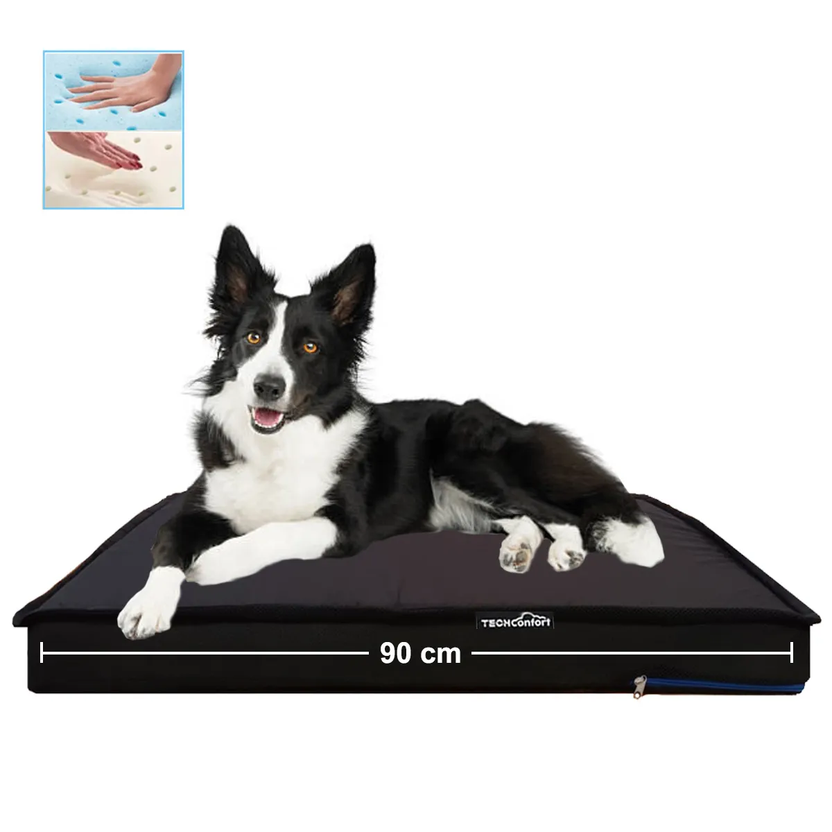TECHCONFORT - Cama para perro y mascotas en memory foam con infusión gel y aireación