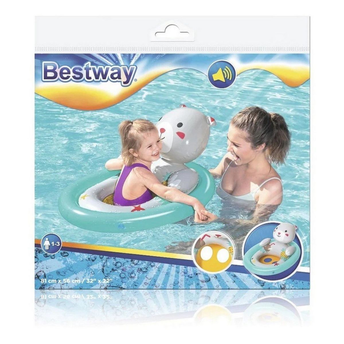 BESTWAY - Inflable Asiento Animal Oso Bestway 34058 Flotador Bebe