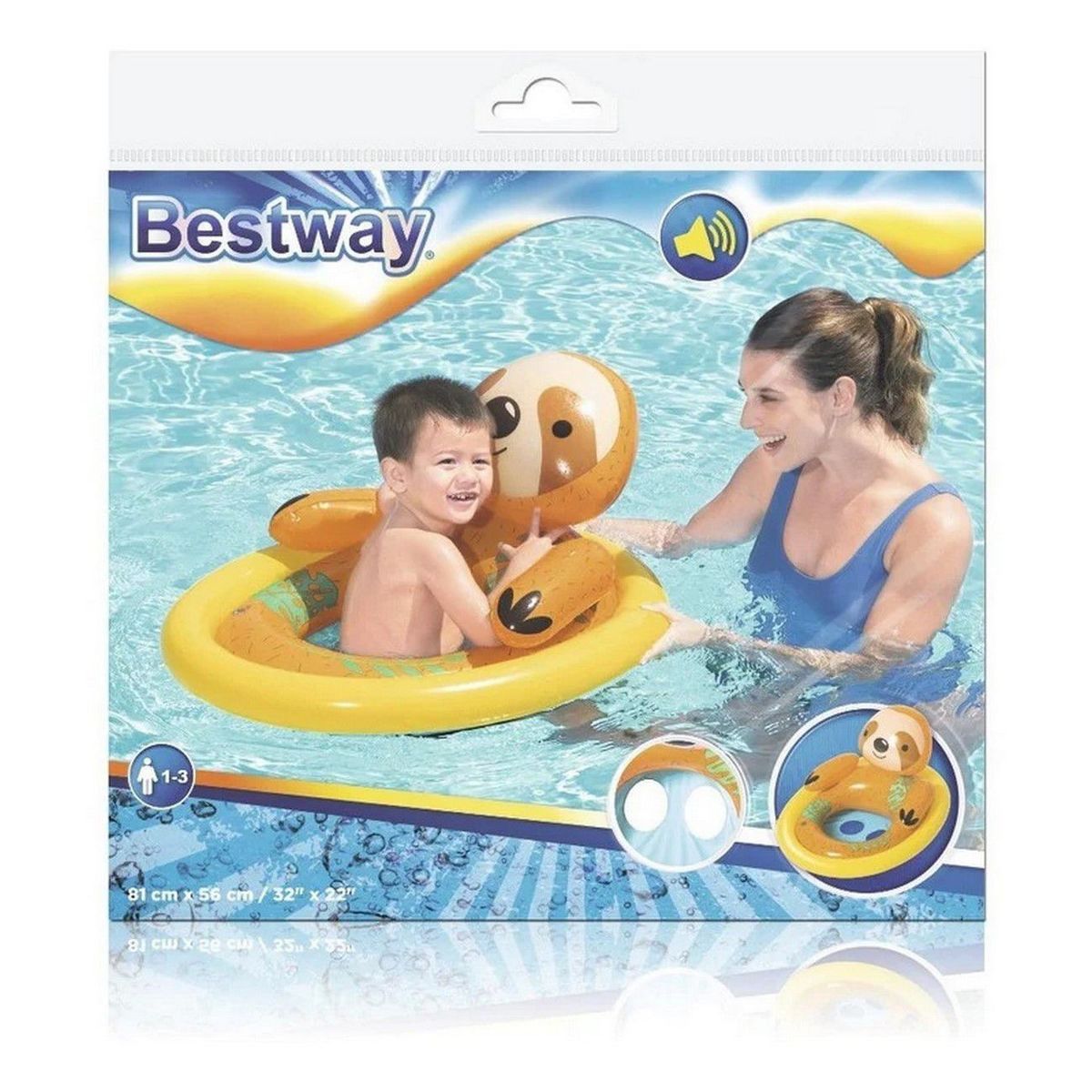 BESTWAY - Inflable Asiento Animal Perezoso Bestway 34058 Flotador Bebe