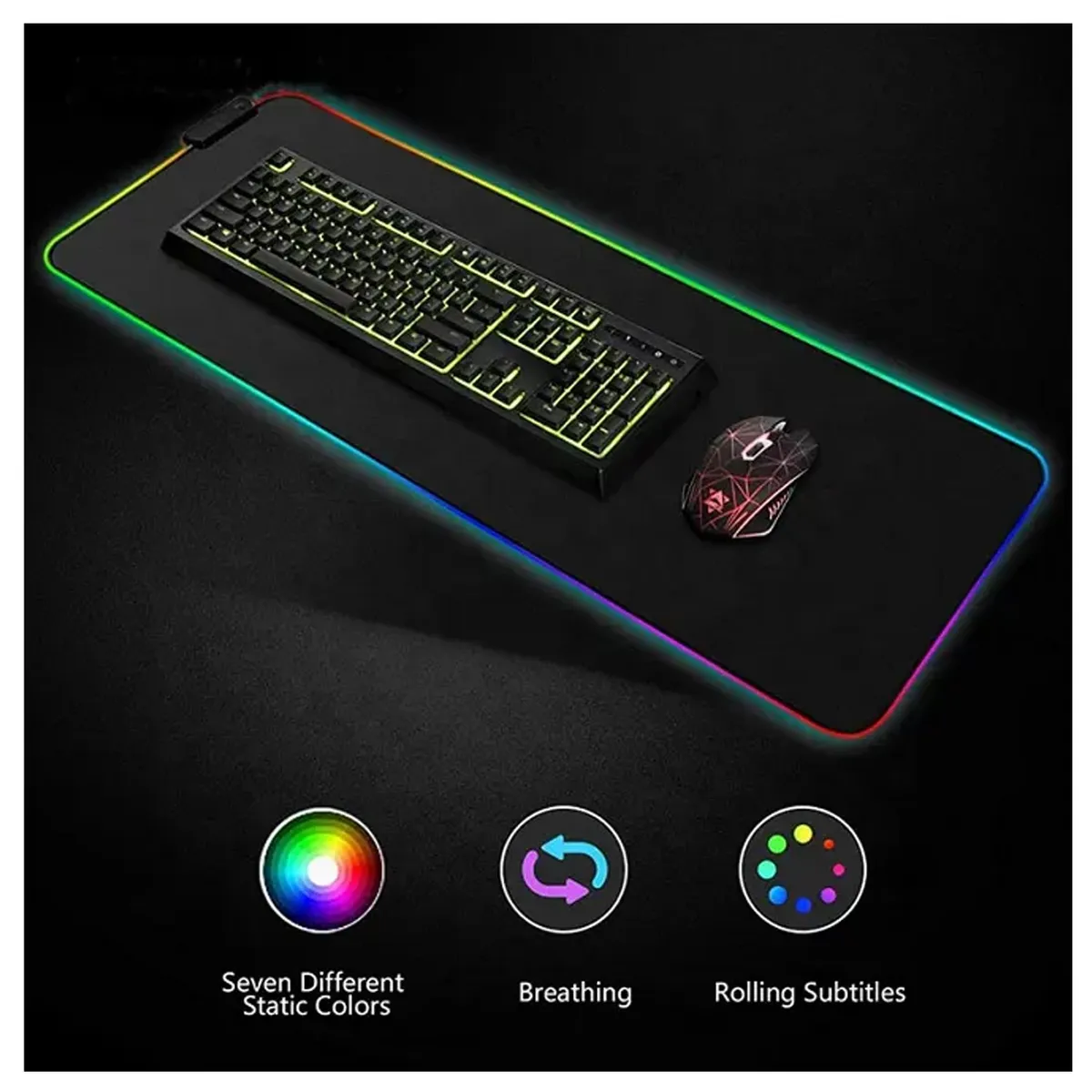 ONE PIXEL - Tapete Pad Mouse Gamer Con Luces Led RGB Largo xl 80x30 cm