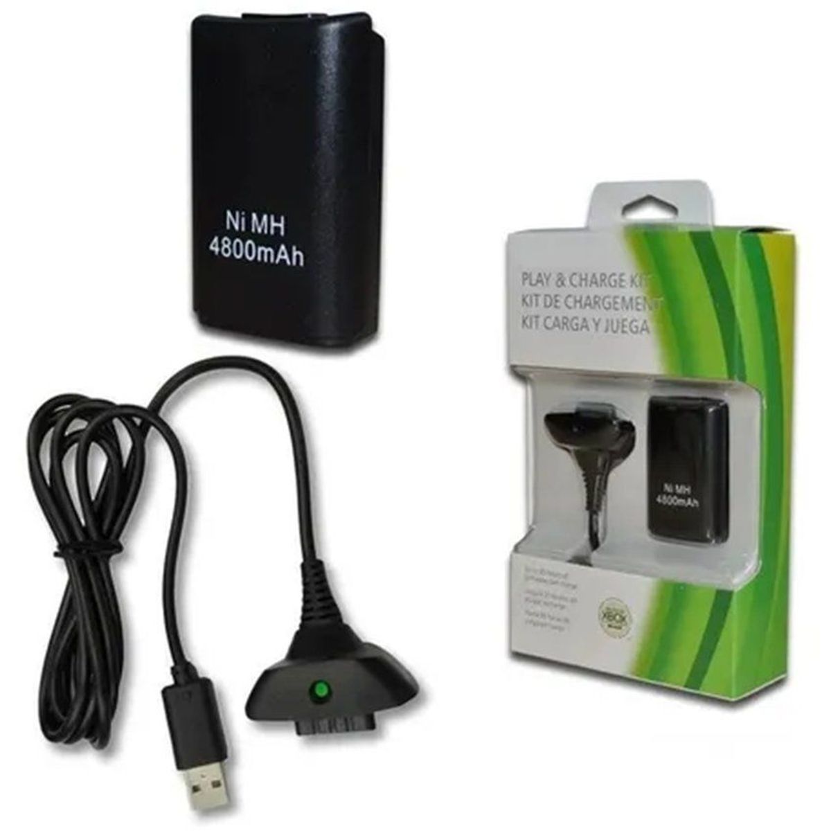 ONE PIXEL - Kit carga y juega para control xbox 360 pila bateria y cable