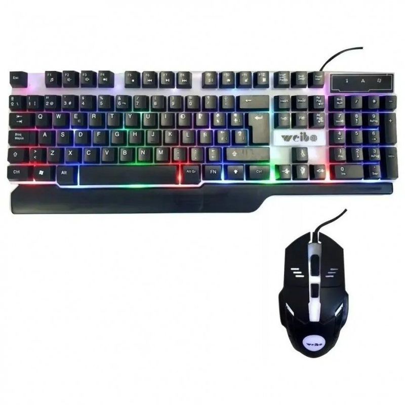 WEIBO - Combo teclado y mouse gamer wb 550 luces cable 150cm trae ñ