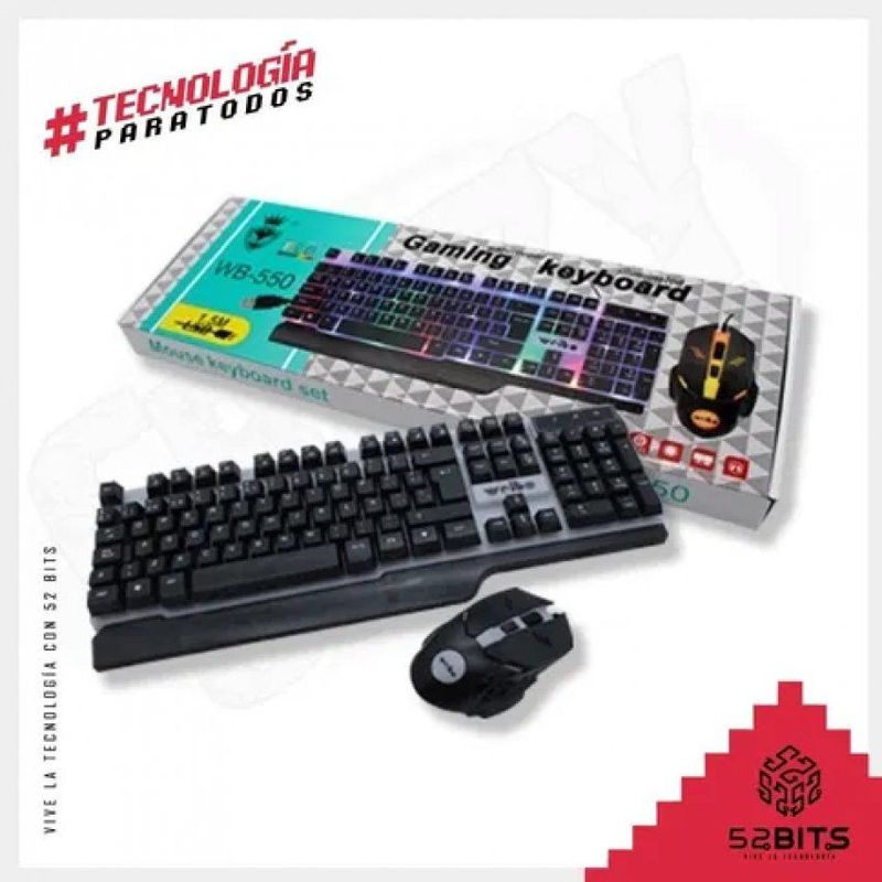 Combo teclado y mouse gamer wb 550 luces cable 150cm trae ñ WEIBO