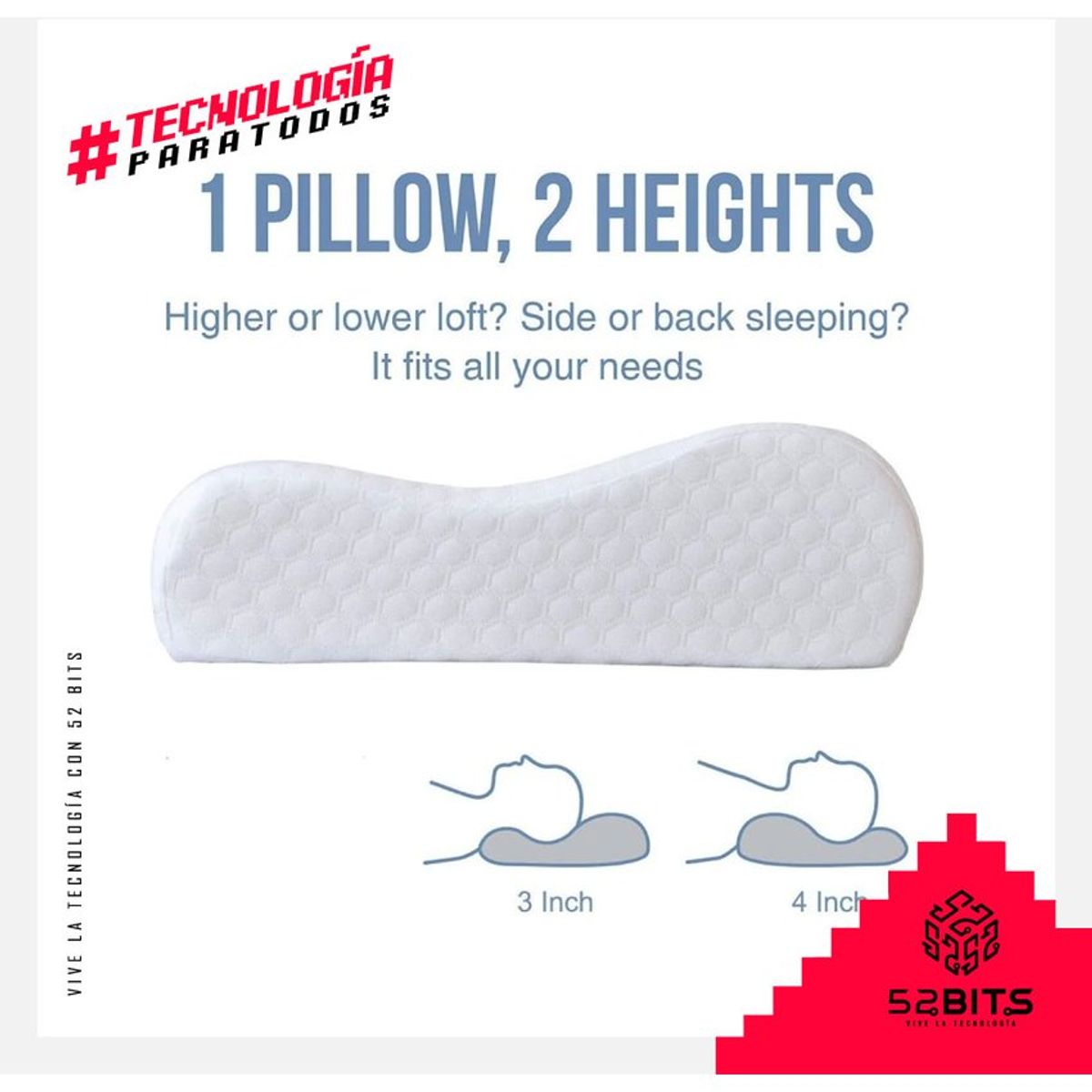 ONE PIXEL - Almohada ortopédica en gel indeformable