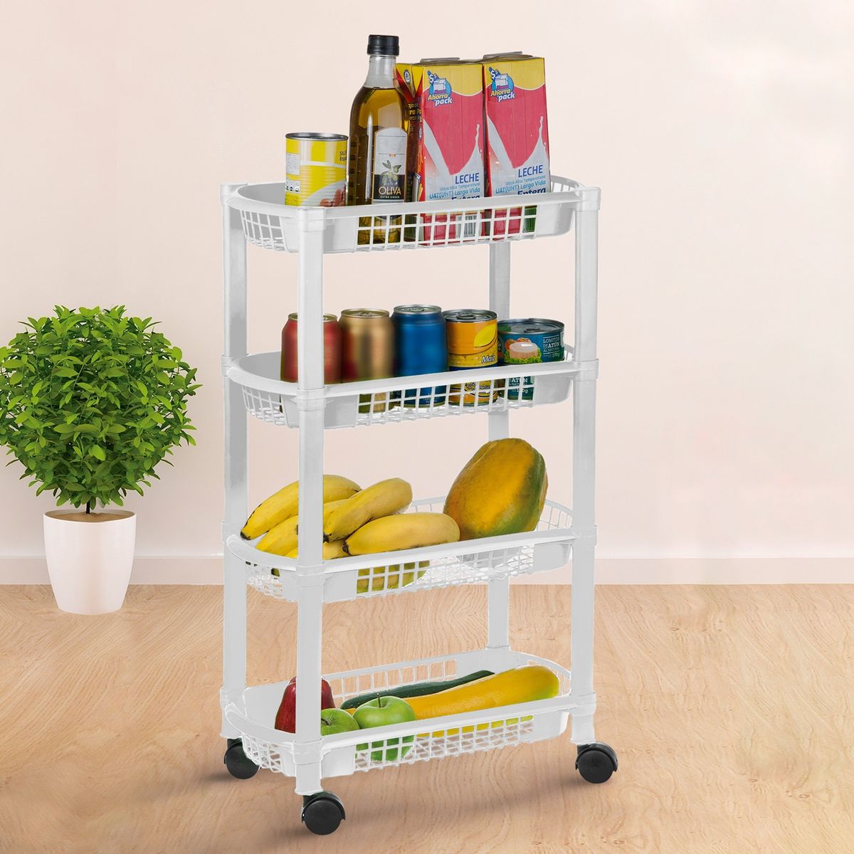 PLASTICOS MQ - Canastilla Rectangular Multiusos 4 Niveles Marca Mq