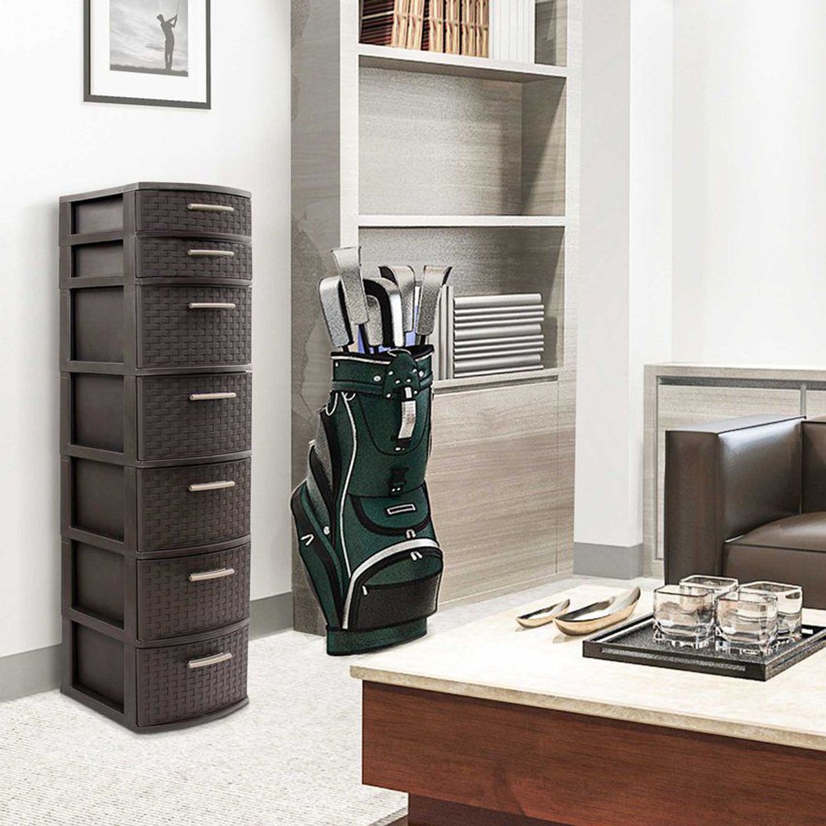 PLASTICOS MQ - Cajonero Organizador Modular 7 Niveles Tipo Rattan Marca Mq