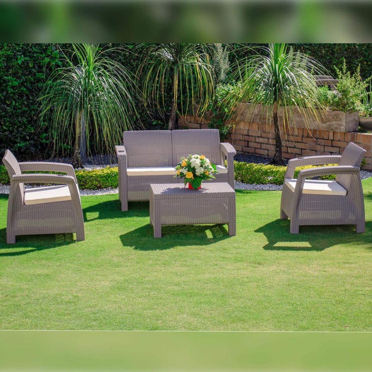 PLASTICOS MQ - Juego De Sala Ferrara Comfort Para Exterior e Interior Tipo Rattan Mq