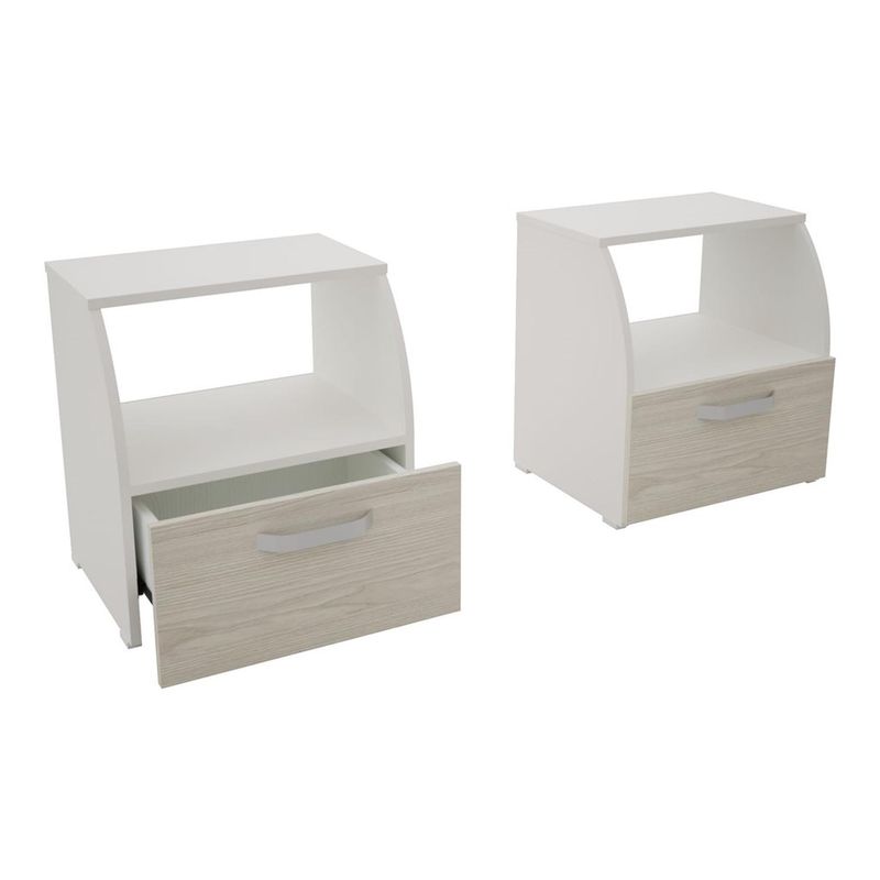 MADERKIT - Combo X 2 Mesas De Noche Maderkit M01324 Color Blanco-niebla