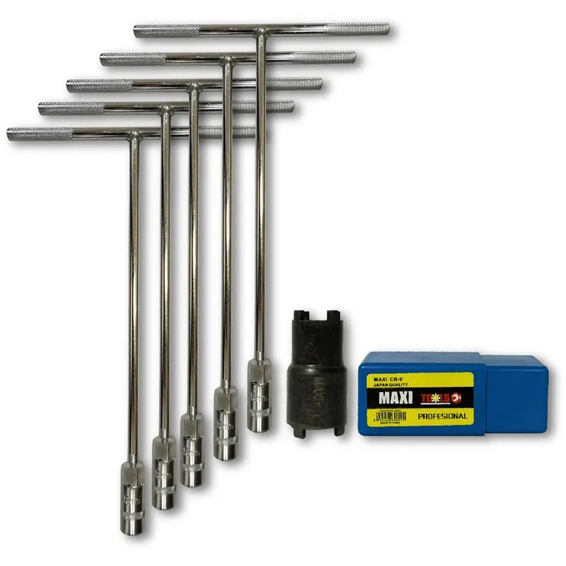 GENERICO - Llave en t x 4 de 30cm + copa torre doble medida para motos