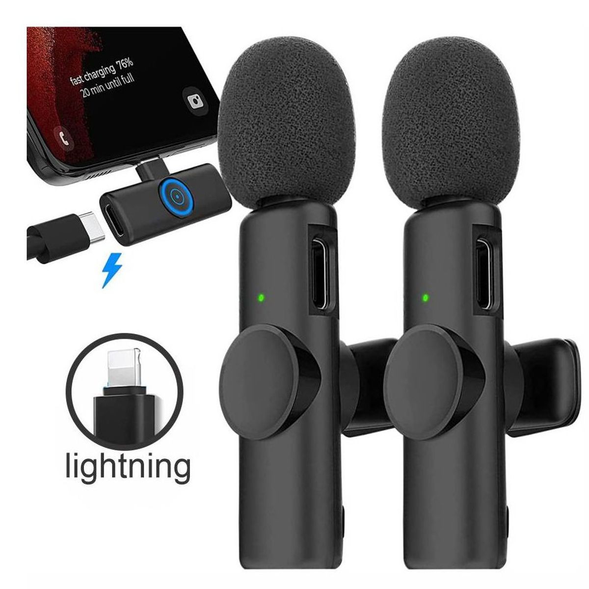 ONE PIXEL - Microfono De Solapa Inalambrico lLightning Doble Transmisor