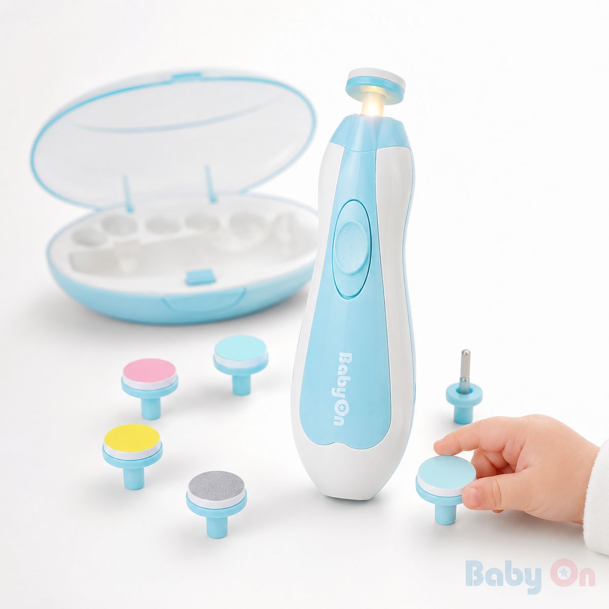 BABY ON - Lima Eléctrica Para Bebe Cuidado De Uñas Azul