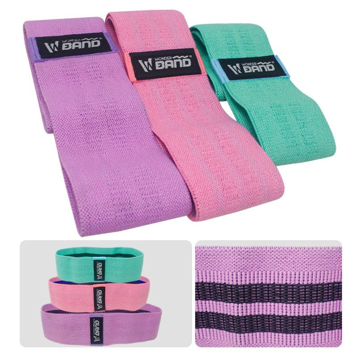 WONDER SPORT - SET BANDAS ELÁSTICAS TELA WONDER X3