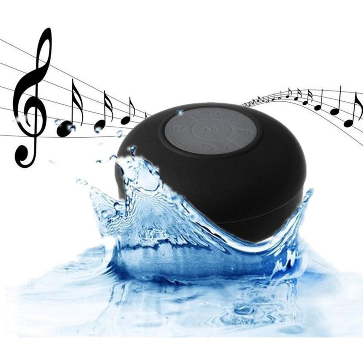 GENERICO - Parlante Resistente Agua Ducha Altavoz Bluetooth BTS-06 Negro
