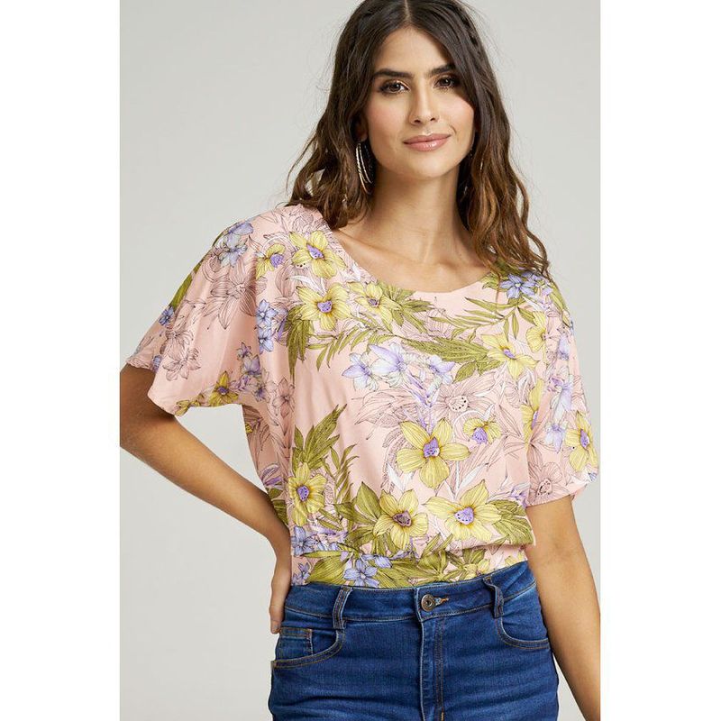 RAGGED - Blusa garden ragged rosa