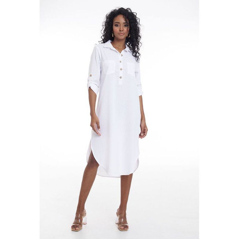 RAGGED - Vestido lino ragged blanco