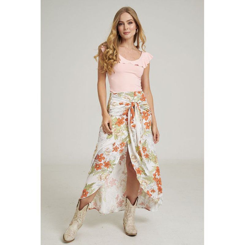 RAGGED - Falda antonieta ragged blanco