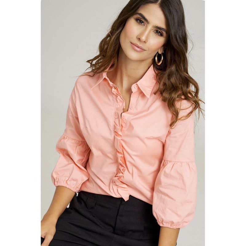 RAGGED - Camisa ruche ragged rosa