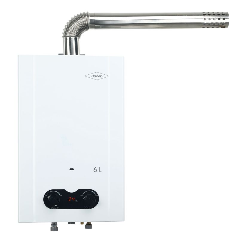 HACEB - Calentador de agua Haceb de paso a gas natural tiro forzado Bambú 6 litros blanco