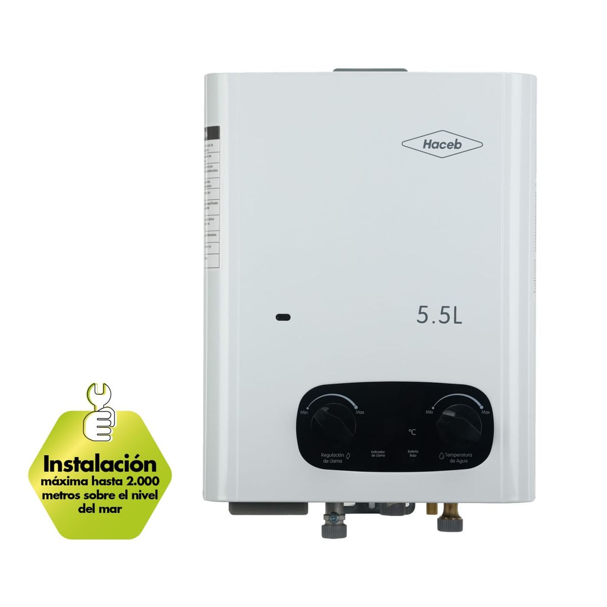 HACEB - Calentador paso tiro natural 5,5 L gas natural blanco Haceb