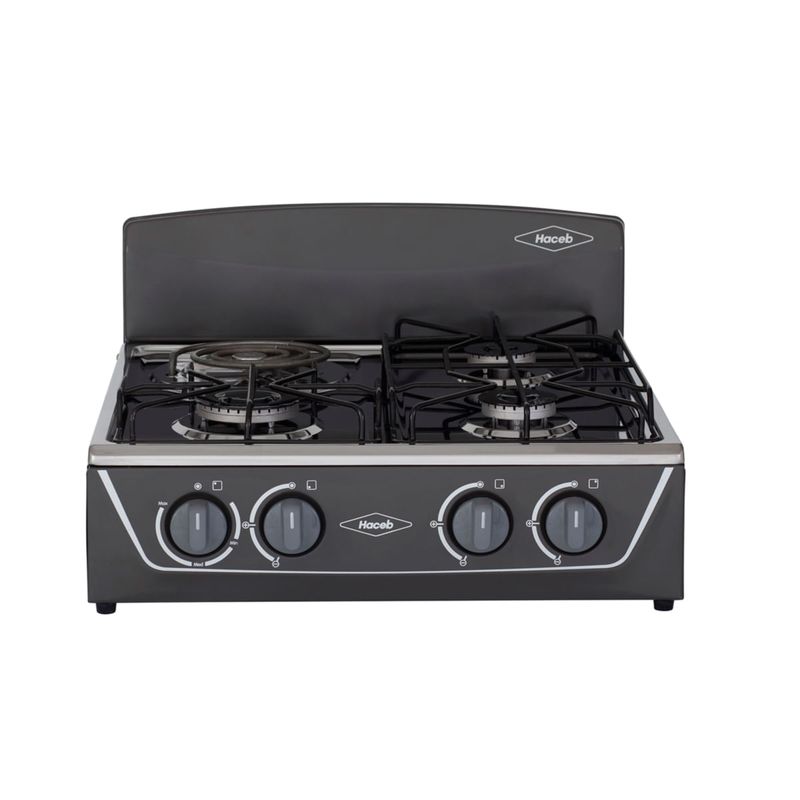 HACEB - Estufa De Mesa Avellana Torre Mixta 3x1 Gas Propano Plata