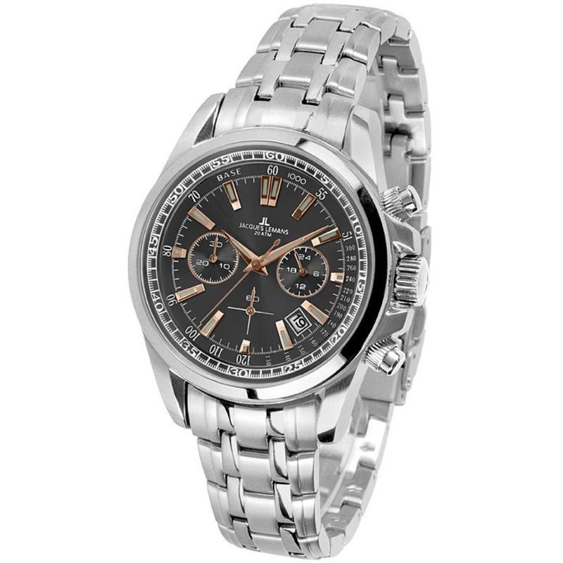 JACQUES LEMANS - Reloj hombre plateado JL con 5 Complementos Premium
