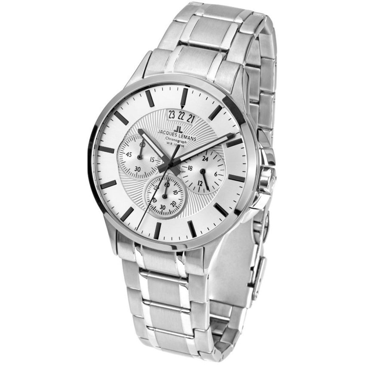 JACQUES LEMANS - Reloj hombre plateado JL con 5 Complementos Premium