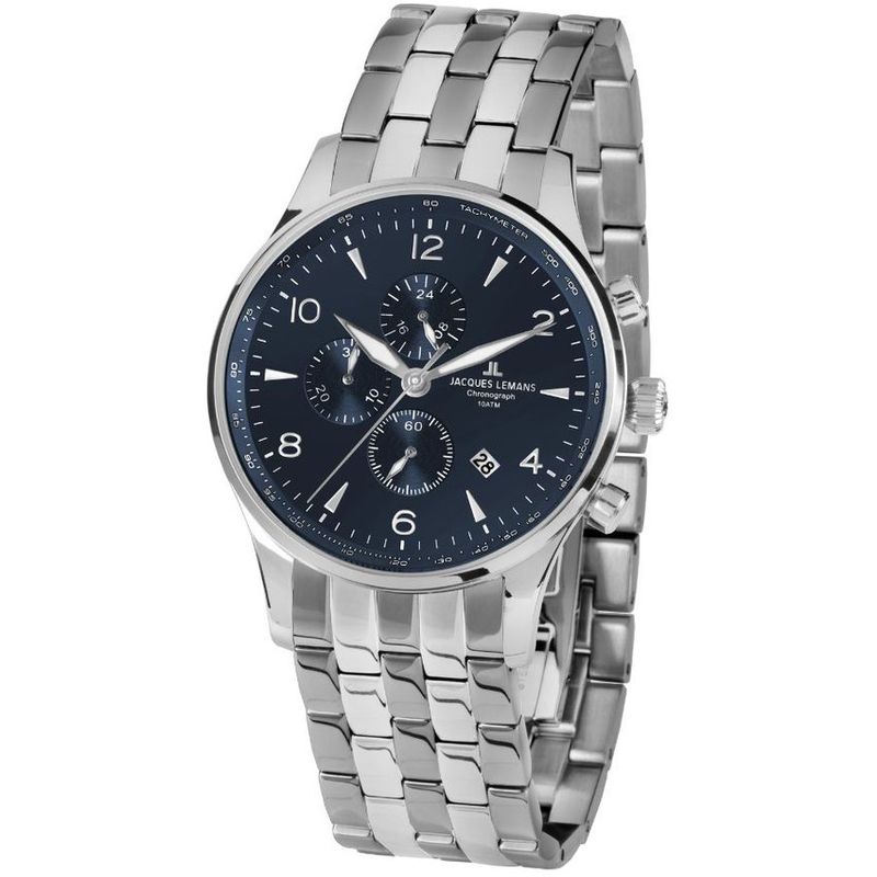 JACQUES LEMANS - Reloj hombre plateado JL con 5 Complementos Premium